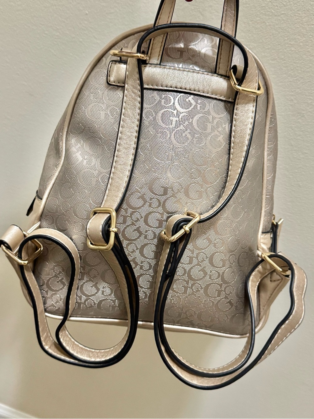 GUESS Metallic Gold Signature Mini Backpack - Picture 2 of 6